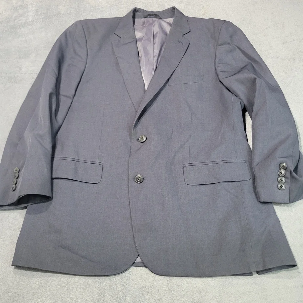 Haggar Blazer Mens 46R Gray Blue Tailored Fit 2-Button Sport Coat‎ Professional